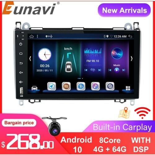 Eunavi 2 Din Car Radio Multimedia Android 10.0 Automotivo For Mercedes/Benz/Sprinter/B200/B-class/W245/B170/W169 gps stereo