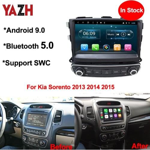 YAZH Android 9.0 Pie 9.0" IPS Screen Car Unit Player For Kia Sorento 2013 2014 2015 Auto Radio With 1024*600 HD Display Monitor