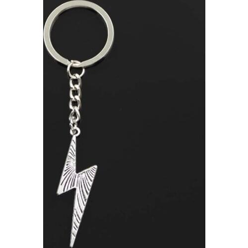 Fashion Fulmination Lightning 50x14mm Pendant 30mm Key Ring Chain Bronze Silver Color Men Car Gift Keychain Dropshipping