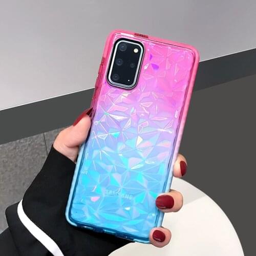 Diamond Pattern Gradient Clear Phone Case For Samsung Galaxy S21 S20 S10 S9 S8 A51 A71 A50 A31 A70 Note 20 Ultra Soft TPU Cover