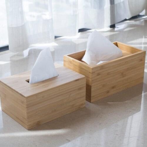 Bamboo Modern Style Tissue Box Seat Type Eco Natural Wood Tissue Case for Removable Tissue Table Organizer Home/Office Decor
