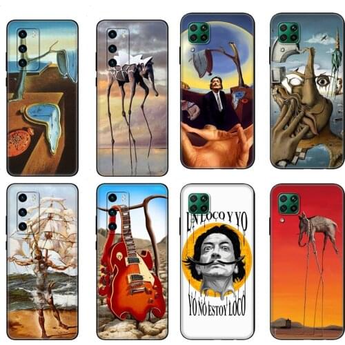 Black tpu Case For Huawei P30 Lite P30 Pro P40 Case For Huawei P40 LITE E P Smart 2020 Case Cover Salvador Dali