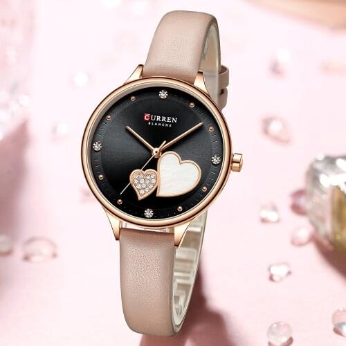 CURREN Watches for Women Luxury Rhinestone Quartz Wristwatch with Leather Elegant Fashion Female Clock Часы Женские