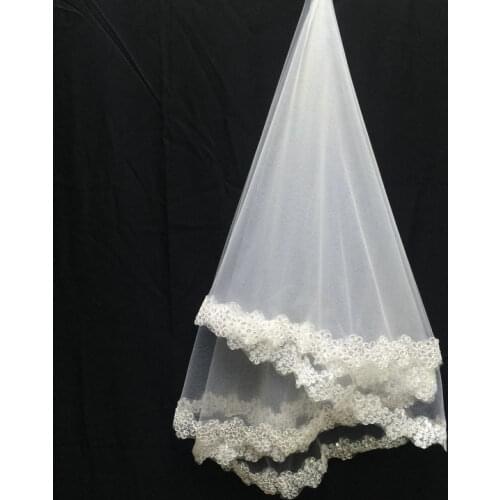 Ivory White Ivory One Layer Tulle Appliques Edge Wedding Veils Long Bridal Veil Voile Mariage Wedding Accessories