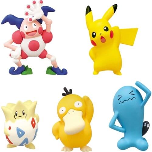 TAKARA TOMY Pokemon Anime Figure Model Gashapon Toys Pikachu Mr. Mime Psyduck Wobbuffet Togepi Action Doll Figures Kids Gifts