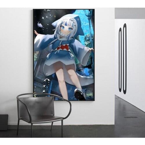 Gawr gura hololive anime figure poster home living bedroom decoration wall art print high definition quality canvas picture