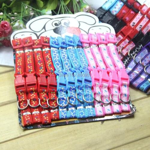 Hot sale! Wholesale 12PCS/card 3 colors embroidery fine design nylon pet collar teddy dog collar cat collar