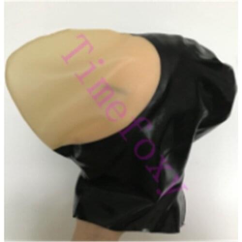 Latex hood women female unisex exotic transparent latex full breath hole hoods mask cekc lingerie uniform halloween