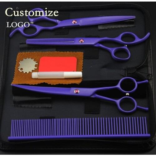 Customize 4 kit Upscale japan purple Pet 7 inch shears dog grooming hair scissors thinning cutting barber hairdressing scissors