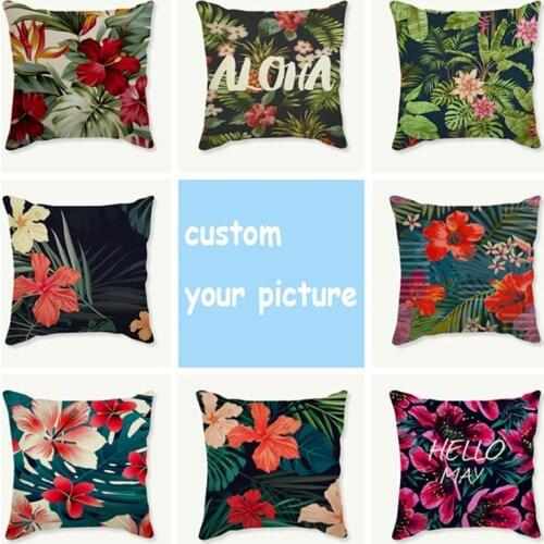 Throw Pillow Case 45x45 Christmas Decorations For Home Tropical Rain Forest Plant Flower Decorative Cushion Covers For Sofa Car