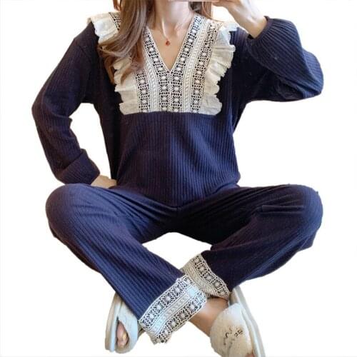 Confinement clothing autumn and winter pure cotton postpartum nursing clothes spring and autumn nursing pregnant women pajamas