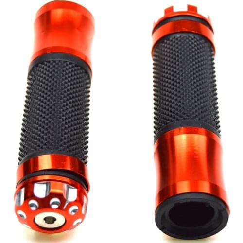Orange 1 Pair Universal Aluminum None-Slip Rubber Motorcycle Handlebars 7/8'' Handle Bar Hand Grips For Motorbike Scooter