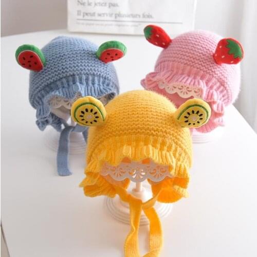 Autumn Winter Warm Newborn Baby Hat Cute Cartoon Fruits Baby Boy Girl Cap Ear Protection Hats