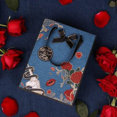 Gift Box Unicorn Pattern Kraft Paper Box with Handle Packaging Bags for Business Valentines Day Birthday Wedding Party Favor