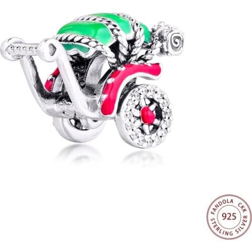 2020 Real 925 Sterling Silver Traditional Rickshaw Charms Fits Pandora Bracelet Metal Beads for Jewelry Making bijoux