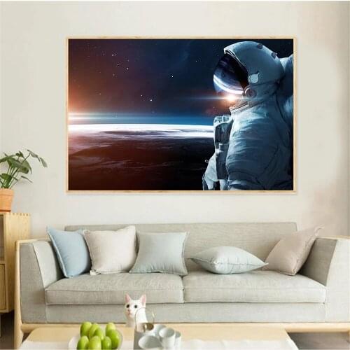 Galaxy Stars Astronaut Planet Hole Space Posters And Prins Universe Earth Meteorite Wall Pictures For Living Room Decoration