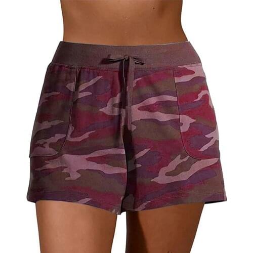 Plus Size Summer Women Shorts Casual Fashion High Waist Quick Drying Camouflage Drawstring Loose Shorts Sports Beach Wear 2021