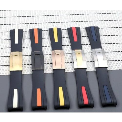 20mm 22mm Nature Rubber Watchband For Rolex Strap For Submariner GMT 126660 Sea-Dweller Daytona Bracelet Folding Buckle