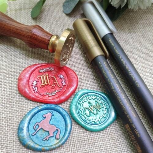 Gold Silver Wax Printing Pen for Wedding Sealing Wax Stamp Personalized Monogram Pen Album Marker Pen Graffiti Signature Pen
