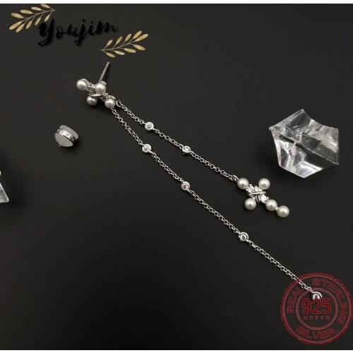 New style zircon cross pearl earrings women luxury fashion Monaco exquisite 925 silver jewelry gift