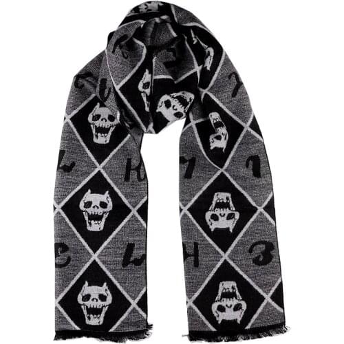 Anime JoJos Bizarre Adventure Cosplay Scarf Unisex Men Winter Warm Cashmere Touch Shawl Women Halloween Party Skull Print Wrap