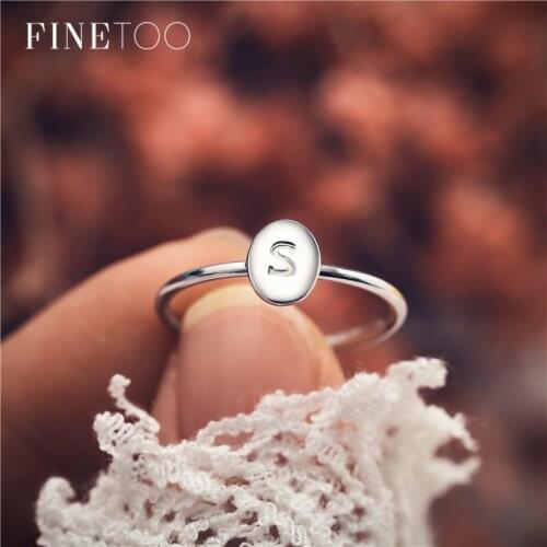 Silver Color Stackable Tiny Oval A-Z Initial Rings for Women Engraved Letter Ring for Friends Initial Letter Jewelry