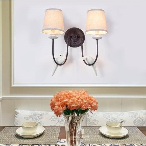 Nordic French Antique aisle staircase flower bird decorative wall lamp bedroom bedside living room wall lamp