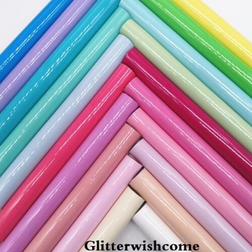 Glitterwishcome 21X29CM A4 Size Vinyl For Bows Patent Smooth Leather Fabirc Faux Leather Sheets for Bows, GM3074A
