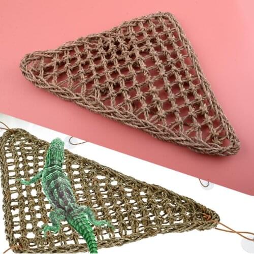 Triangle Reptile Lizard Lounger Bearded Dragon Seaweed Hammock Swing Hanging Net For Anole Gecko Iguana Hermit Crab