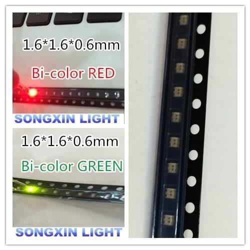 4000PCS 0603 1615 0606 Red GREEN bi-color R/G 620-625nm/560-570nm Clear Ultra Bright SMD LED Indication 20ma Bi color R/YG 0603