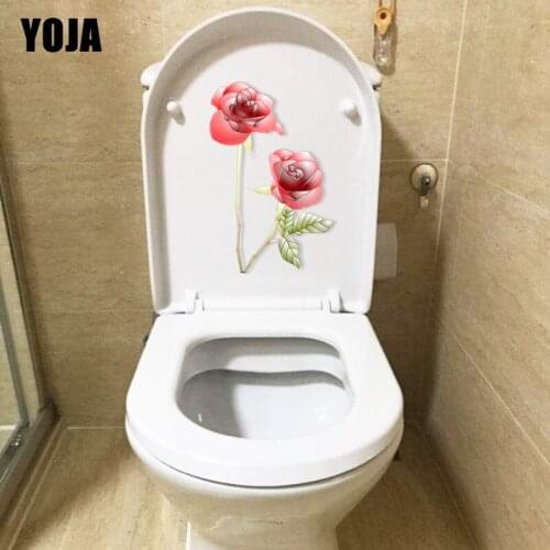 YOJA 14.8*22.5CM Red Rose Living Room Wall Sticker Bathroom Toilet Home Deocration T1-0634