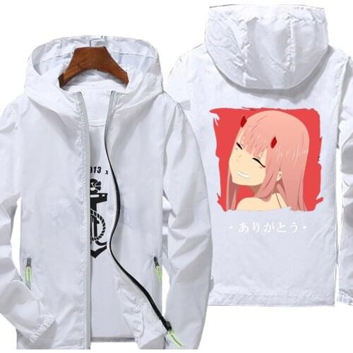 DARLING in the FRANXX Jacket women Autumn reflective zipper Windbreaker waterproof Jackets men street Hooded thin Coats