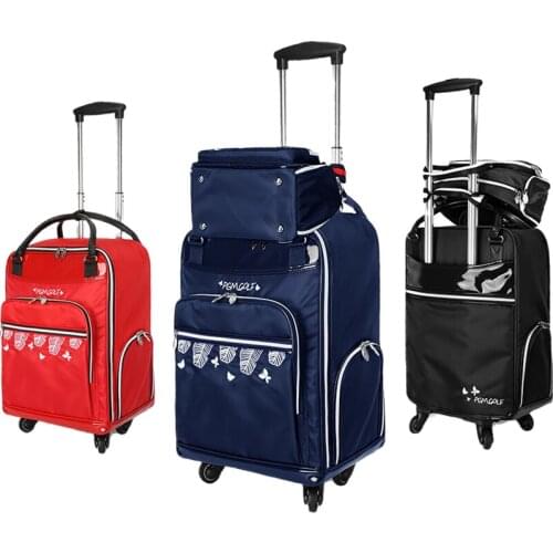 PGM Golf Women Trolley Clothing Bag Lady Nylon Bag Large Capacity Ultra Light Portable 4 Pulley Bags Hidden Retractable Handle