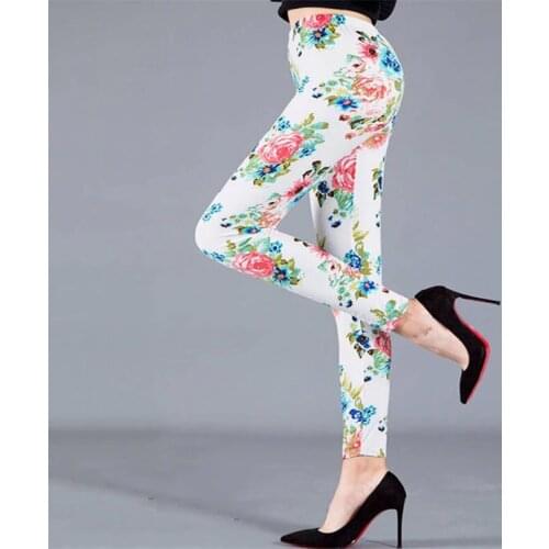 CUHAKCI Workout Leggings Women High Waist Hot Fashion Floral Printed Female Fitness Pants Push Up Casual Trousers