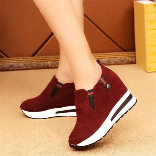 2021 New High Heel Lady Casual Black/ 3CM Women Sneakers Leisure Platform Shoes Breathable Height Increasing Shoes