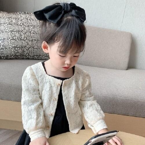 GirlS Coat Lace Square Collar Versatile Coat Cardigan 20 Autumn Clothing New Style Foreign Trade Childrenswear S by 3-8 Years O