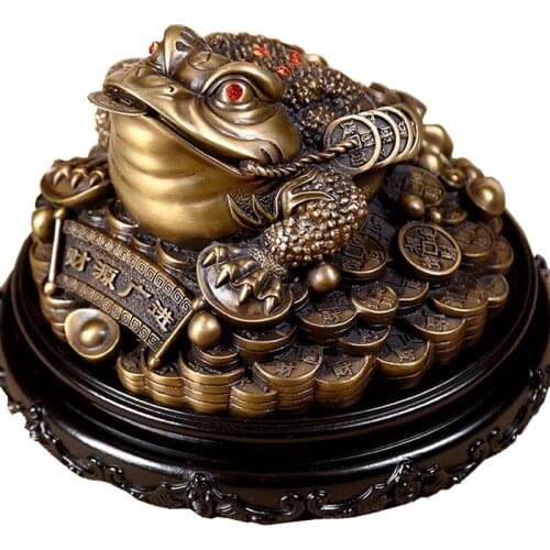 Pure Copper Golden Toad Lucky Decoration Three-legged Cicada Feng Shui Home Office Opening Handicraft Decor