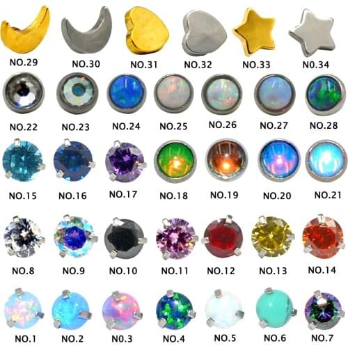 1 PC Surgical Steel&Titanium Prong Opal Crystal Dermal Anchor Top Micro Dermal Anchor Piercings Skin Diver Piercing Body Jewelry