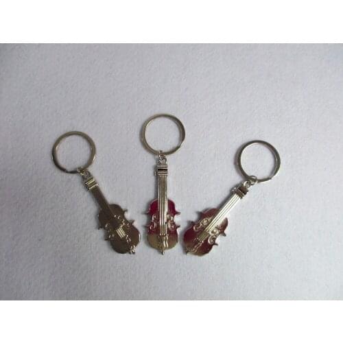 10PCS Fashionable Violin Musical Instrument Keychain Ring Unique Metal Keyring Metal Key chain for music lovers B004