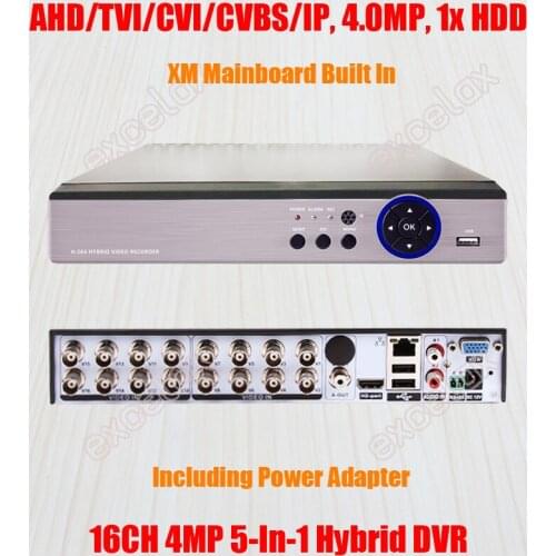 16CH 5 In 1 IP AHD CVI TVI CVBS Analog Camera Hybrid DVR 4MP 3MP 1080P 2MP AHB7016T-GS-V3 XM Board HVR ONVIF Mobile Phone 1x HDD
