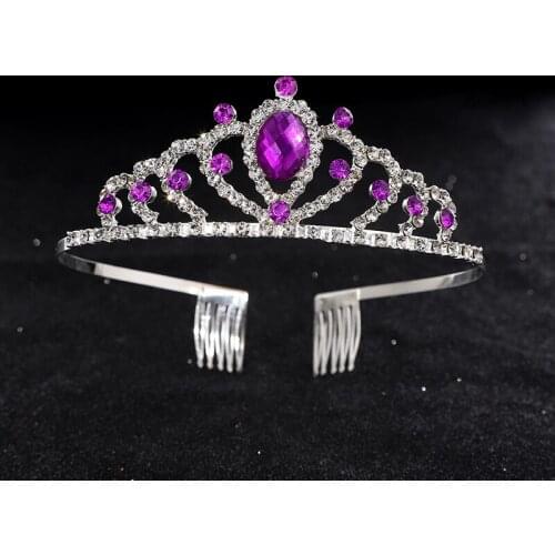 20pcs Children Girls Princess Queen Crown Crystal Rhinestone Stone Headdress Hair Band Stage Dance Party Accessories Dress Up
