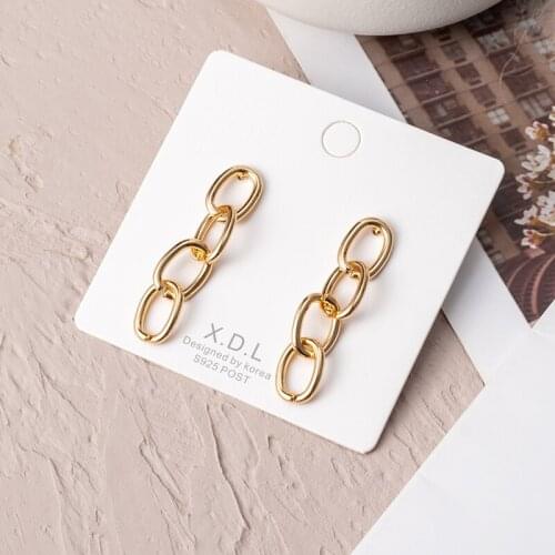 2021 New Statement Fashion Vintage Golden Earrings Chain Stainless Steel Earrings For Women Punk Hip Hop Party Jewelry рьга