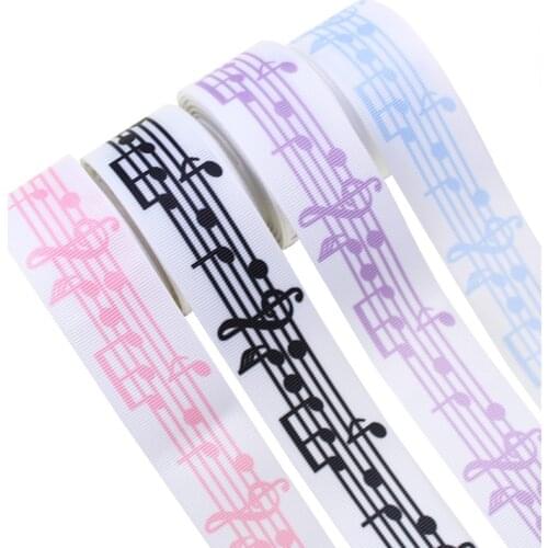25/38/50/75mm Colorful Music Heat transfer printing grosgrain,Musical symbol,Piano keyboard, decorative grosgrain 10yards/lot