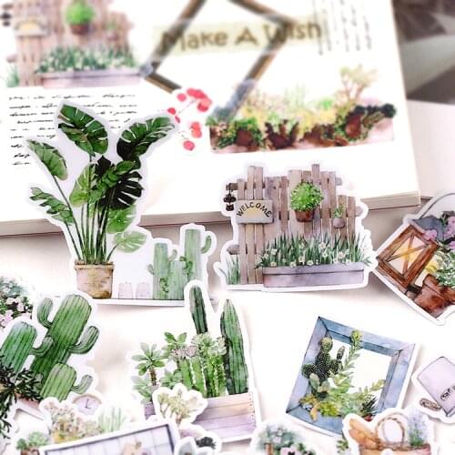 28pcs Cute Self-made Green plant stickers DIY stickers Diary Album Decoration scrapbooking child waterproof Mobile phone sticker