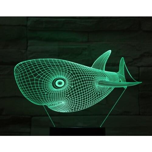 3D Lamp LED Light Cute Head Shark Table light NightLight Children Nightlight Visual Led Night Lights Illusion Decor Light 803