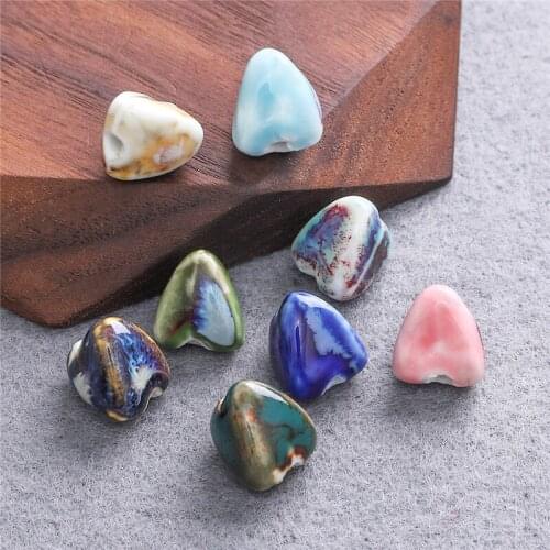 5pcs 14mm Unique Delicate Chinese Ceramic Triangle Geometry Porcelain Beads for DIY Earring Necklace Bracelet Jewelry Making