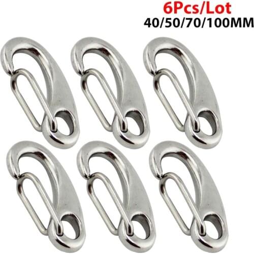 6pcs/Lot Egg Shape Spring Snap Hooks Marine 316 Stainless Steel Multifunctional Hiking Camping Belt Carabiner Quick Release Hook