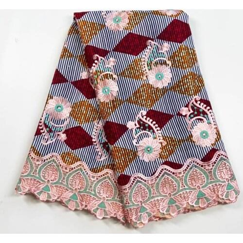 African Wax Lace Fabric 100% Cotton Embroidery Nigerian Cord Lace Fabric High Quality Wax Party France Guipure Lace Fabri