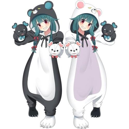 Anime Kuma Kuma Kuma Bear Yuna Cosplay Costume Kigurumi Adult Unisex Pajamas Flannel Jumpsuit Sleepwear Onesies