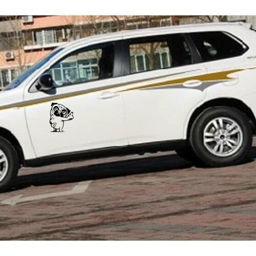 Yukino car accessories car supplies waterproof sunscreen stickers fun pug dog decal car styling decoration 15cm*17cm PVC